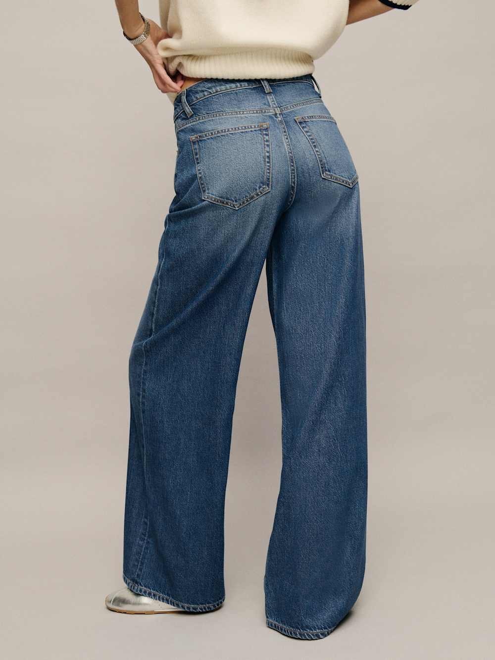 Rui Lived-In Wide Leg Baggy Jeans Reformation Peck - Picture 3 of 9